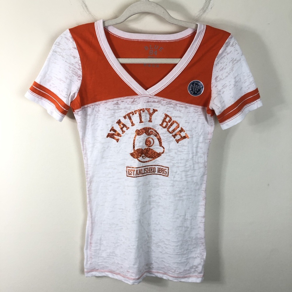 Natty Boh Blue 84 T-Shirt Women's White Orange